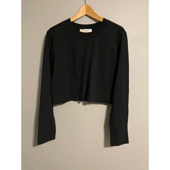 Tan Lines by Sivan Ayla Womens Sweater Size Medium Black Crop Minimalist Casual - Picture 1 of 7